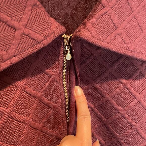 Soft Surroundings Dorothy Jacquard Pullover Top in Merlot - size Medium - Picture 3 of 7